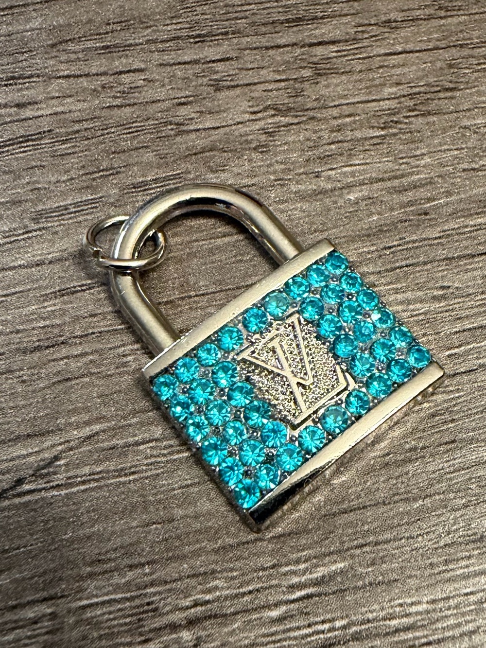 Turquoise Crystal Padlock Pendant